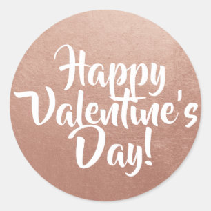 Sticker Rond Heureuse Sainte-Valentin photo rose Gold Foil