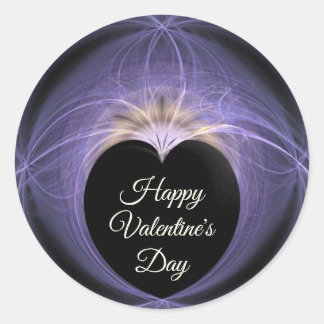 Sticker Rond Heureuse Sainte-Valentin Purple Gold Heart Fractal