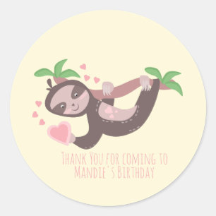 Sticker Rond Heureuse Sainte-Valentin Sloth Hearts Anniversaire