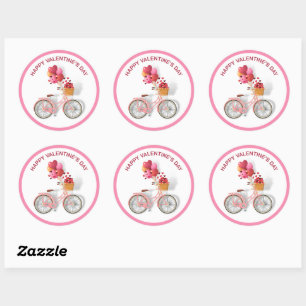 Sticker Rond Heureuse Sainte-Valentin   Vélos et ballons