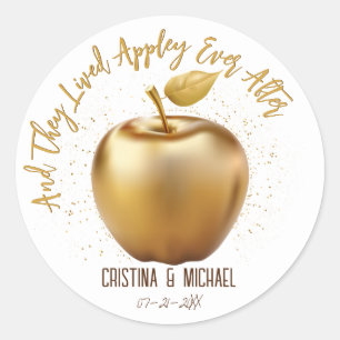 Sticker Rond Heureusement Jamais Après Caramel Apple Mariage Fa