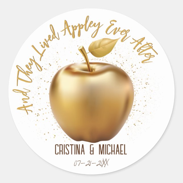 Sticker Rond Heureusement Jamais Après Caramel Apple Mariage Fa (Devant)