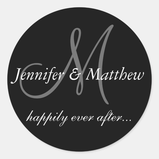 Sticker Rond Heureusement Jamais Après Le Mariage Initial Favor (Devant)