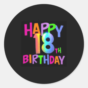 STICKER ROND HEUREUX 18E ANNIVERSAIRE MULTI COULEUR