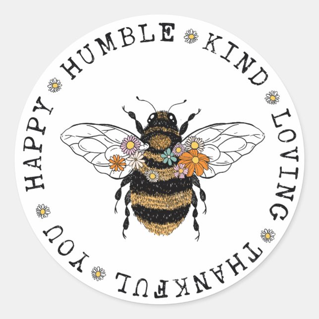 Sticker Rond Heureux Abee Humble (Devant)