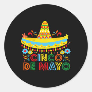 Sticker Rond Heureux Cinco De Mayo Mexique Fiesta Taco Guitar C