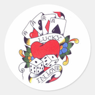 STICKER ROND HEUREUX DANS L'AMOUR TATTOO
