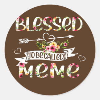 Sticker Rond Heureux d'être appelé mème Floral Funny Grand-mère