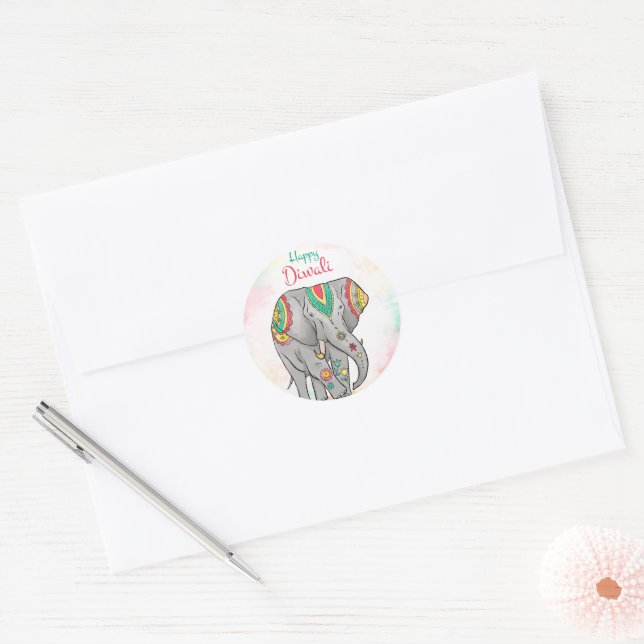 Sticker Rond Heureux Diwali (Enveloppe)