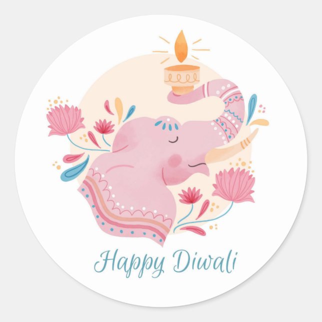 Sticker Rond Heureux Diwali (Devant)