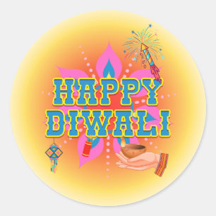 Sticker Rond Heureux Diwali