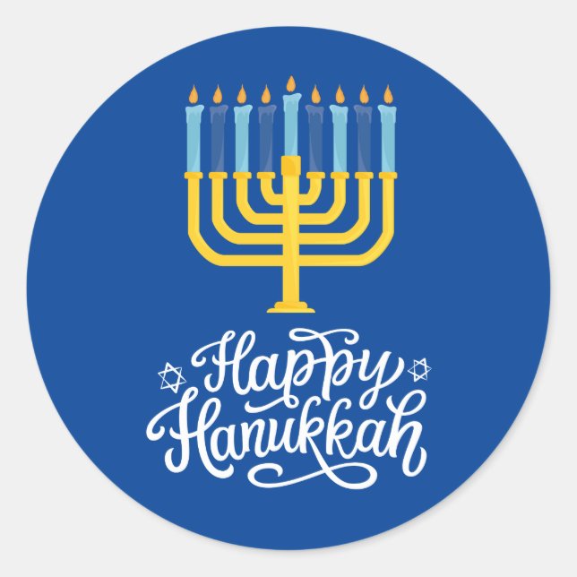 Sticker Rond Heureux Hanoukka Menorah (Devant)