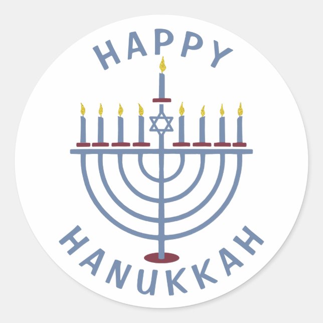 Sticker Rond Heureux Hanoukka Menorah (Devant)