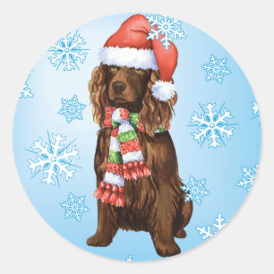 Sticker Rond Heureux Howliday Boykin Spaniel