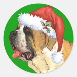 Sticker Rond Heureux Howlidays St. Bernard