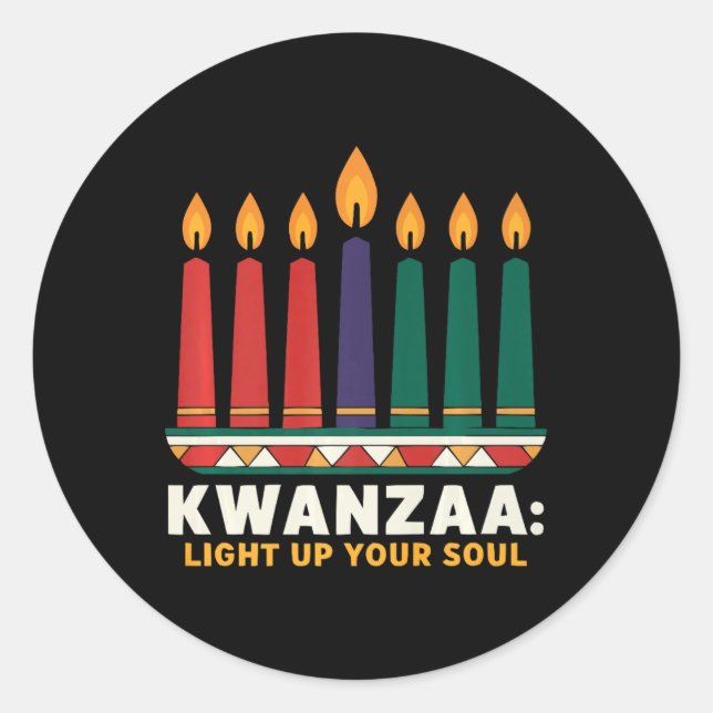 Sticker Rond Heureux Kwanzaa bougies Afrique Fête Afrique Améri (Devant)