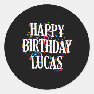 Sticker Rond Heureux Lucas prénom Anniversaire coloré