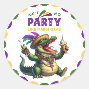 Sticker Rond Heureux Mardi Gras Alligator