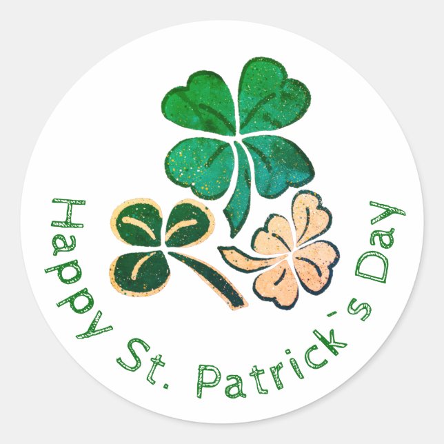 Sticker Rond Heureux Shamrock Clover Joyeux Saint Patrick's day (Devant)