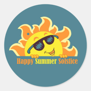 Sticker Rond heureux solstice été 2024 turquoise