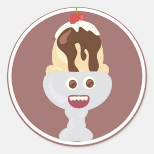 Sticker Rond Heureux Sundae