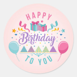 Sticker Rond Heureux voeux d'anniversaire