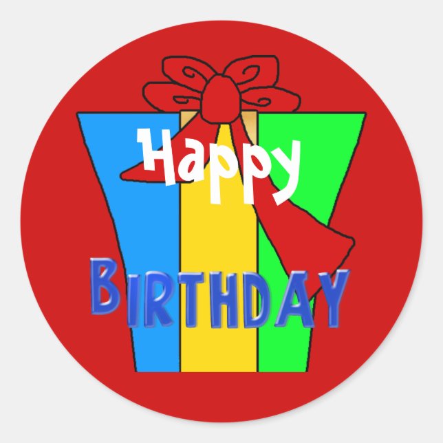 Sticker Rond Heureux voeux d'anniversaire présent (Devant)