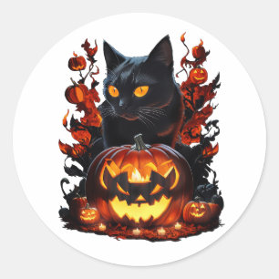 Sticker Rond Hex, le T-shirt chat noir Halloween