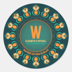 Sticker Rond Hexagon Circle Monogramme Plaque de conservation