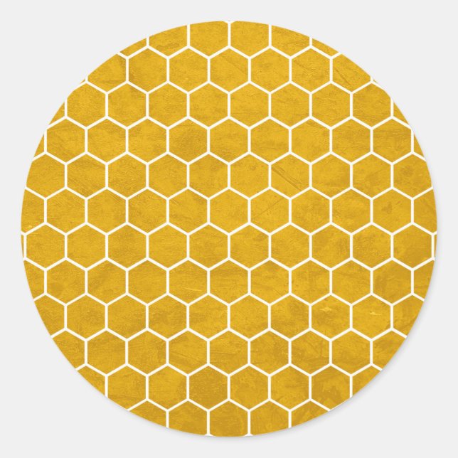 Sticker Rond Hexagone Motif Hexagon Jaune (Devant)