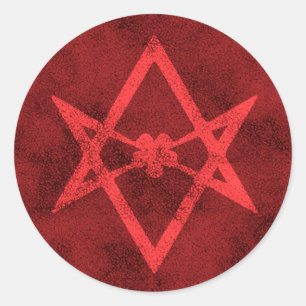 Sticker Rond Hexagram unicursale (rouge texturisé)