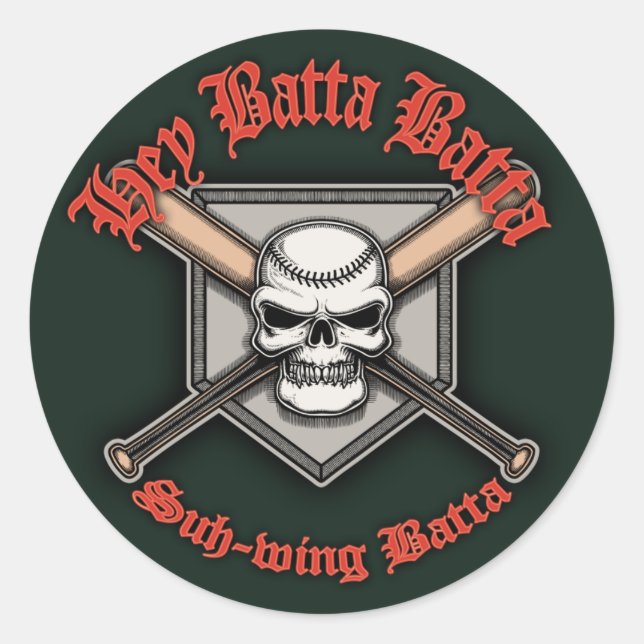 Sticker Rond Hey Batta Batta -red (Devant)