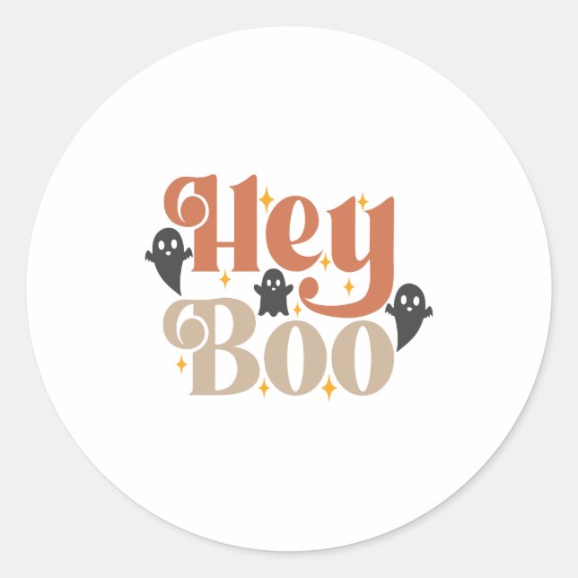 Sticker Rond Hey Boo Boho Halloween Hey Boo Ghost (Devant)