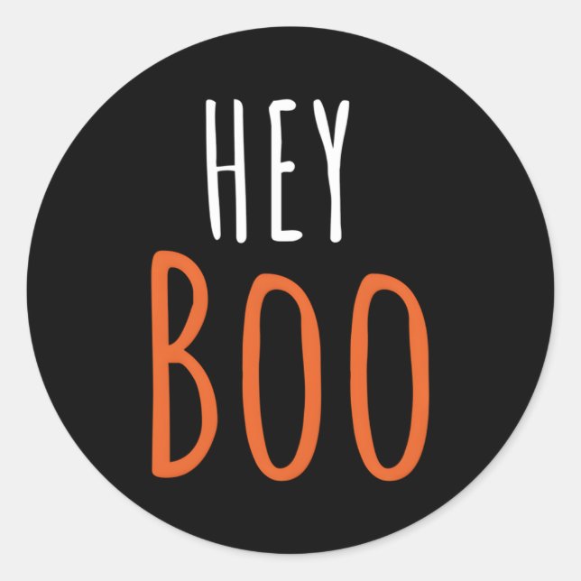 Sticker Rond Hey Boo Halloween Ghost Boo (Devant)