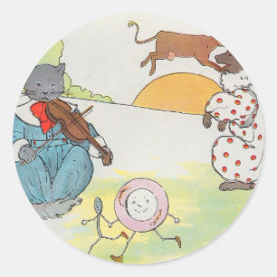 Sticker Rond Hey, ddle, ddle ! Le chat et le violon