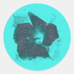 Sticker Rond Hibiscus Abstrait Tricolor
