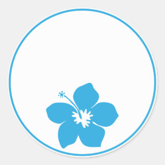 Sticker Rond Hibiscus bleu