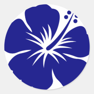 Sticker Rond hibiscus bleu marine