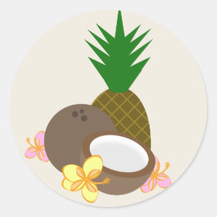Sticker Rond Hibiscus d'ananas à la noix de coco de Luau
