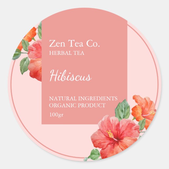 Sticker Rond Hibiscus Herbal Tea Business Label (Devant)