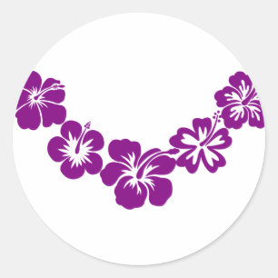 Sticker Rond hibiscus leis pourpre