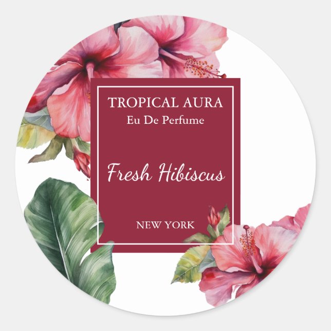 Sticker Rond Hibiscus Perfume Label (Devant)