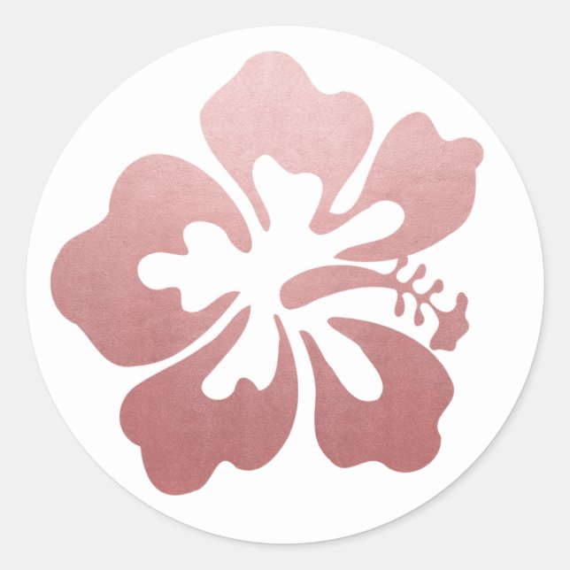 Sticker Rond Hibiscus rose or rose Fleur hawaïenne (Devant)