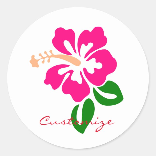 Sticker Rond Hibiscus rose tropical Thunder_Cove (Devant)