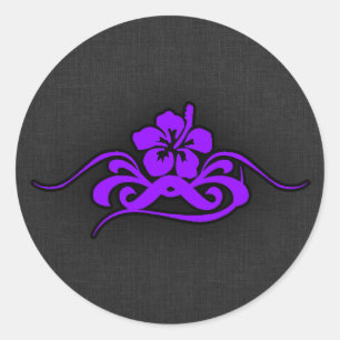 Sticker Rond Hibiscus Tribal Violet