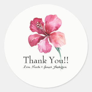 Sticker Rond Hibiscus tropical Mariage floral Fleur Favoriser