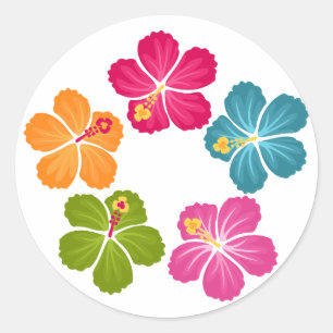 Sticker Rond Hibiscus Wreath