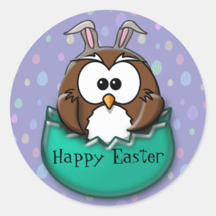 Sticker Rond hibou de Pâques - vert