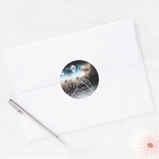 Sticker Rond Hibou et Dame (Enveloppe)