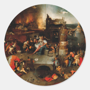 Sticker Rond Hieronymus Bosch - Tentation De Saint Antoine